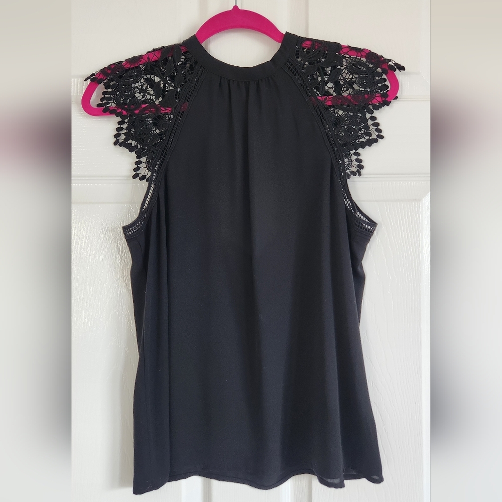 Express Black Crochet-Shoulder Sleeveless Top